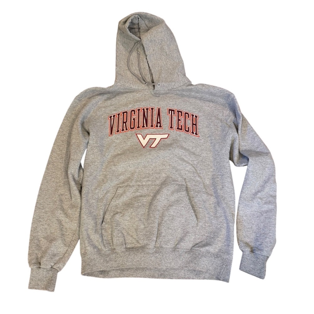 Champion Virginia Tech Hokies Hoodie Mens Large Gray VT Collegiate Sweatshirt